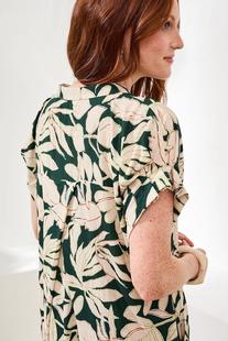 Tribal Women's Ruffle-Sleeve Notch Neck Shift Dress Alternate View